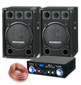 PA Anlage DJ Party Sound Lautsprecher Boxen Bluetooth Verstärker Kabel Set 1200W