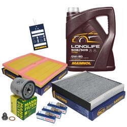 großes INSPEKTIONSPAKET mit 5L MANNOL 0W20 für A1 Seat Ibiza Toledo VW Polo etc