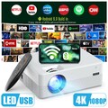 4K WiFi Bluetooth LED Projektor Heimkino Mini Beamer 1080P Halterung Android Neu