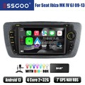Für Seat Ibiza MK4 IV 6J 09-2013 DAB+ Carplay Autoradio 2+32G Android 14 GPS NAV