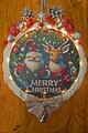 Weihnachtskranz- Adventskranz *Türkranz Weihnachtsmann* Led Timer - Handarbeit
