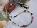 Turmalin Citrin Kette, Multicolor, 6x4mm fac.Olive, AA+-Qualität, 925 Silber/vg.