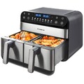 Heißluftfritteuse 10L Fritteuse 8 Programme 2400W Airfryer Antihaft Dual Zone DE