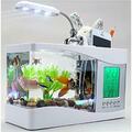 USB Desktop Aquarium Mini Aquarium Fließendes Wasser LED Licht LCD Uhr, Weiß