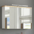 Spiegelschrank 100cm LED-Beleuchtung Badspiegel Badmöbel Badezimmer weiß Eiche