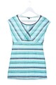 COMMA Wickel-Bluse Damen Bluse Gr. DE 34 türkis-schwarz-weiß Casual-Look