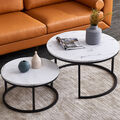 2er/Set Couchtisch Rund Satztische Marmor-Optik Wohnzimmertisch Beistelltisch DE