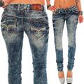 Cipo & Baxx Sexy Damen Jeans Hose Hüftjeans Skinny Slim Stretch Röhre Used-Look