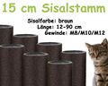 15 cm Sisalstamm, Ersatzstamm für Kratzbaum, 12-90 cm (M8/M10/M12)(Braun)