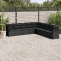 vidaXL 10-tlg. Garten-Sofagarnitur mit Kissen Schwarz Poly Rattan