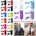 Herren Fliege Krawatte mit Einstecktuch passendes Set Uni Hochzeiten und Events