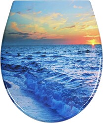 Fanmitrk WC Sitz Absenkautomatik, Toilettendeckel Klodeckel Duroplast (Blue Sea)