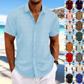 Herren Knopf Kurzarm Hemd Strand Bluse Freizeit Hemden Sommer Shirts Basic Tops