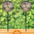 LUXUS LED SOLARLEUCHTE 2er SET GARTEN KUGEL GARTENLAMPE SOLARLAMPE DEKO 80433111
