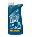 Motoröl Mannol 4-Takt Agro 30W Rasenmäheröl Maschinenöl API SG JASO MA/MA2 1L