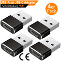 4x Adapter USB A Stecker auf USB C Buchse OTG Konverter Laden Daten Handy Black