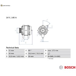 GENERATOR 0 986 046 230 FÜR VAUXHALL VECTRA/Mk/II SIGNUM SAAB OPEL 4cyl 2.2L