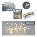 LED Micro Lichterkette - silber - mit 40 LED's warmweiß biegsam Timer 6/18h