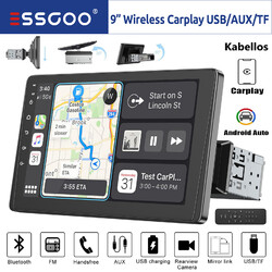 Autoradio 1 DIN 9 Zoll Wireless Apple Carplay Android Auto USB AUX TF Bluetooth