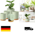 5er Set Blumentöpfe mit Untersetzer | Grün/ Braun | Hydrokultur-Optik