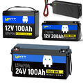 12V/24V 100Ah LiFePO4 Akku Lithium Batterie BMS Boot Wohnmobil Solar +Ladegerät
