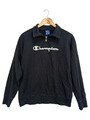 CHAMPION Sweatjacke Herren Schwarz Logo Print Baumwolle Gr. S Reißverschluss
