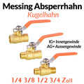 1/4 3/8 1/2 3/4 Zoll Kugelhahn Wasserhahn Messing Absperrhahn Kugelauslaufhahn