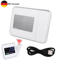 LCD Digitalwecker Uhr LED USB Snooze Alarm Tischuhr mit Projektion Wetteranzeige