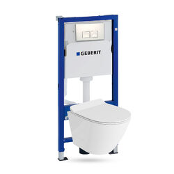 GEBERIT Duofix Basic Vorwandelement + Wand WC Sogo Weiß + Knopf Delta 25 Set