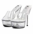 Sexy Gogo Plateau-Mules High Heels transparent Klar #SB126