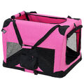 B-WARE Hundetransportbox Pink Faltbar Transportbox Hunde Falt Box Trage Tasche
