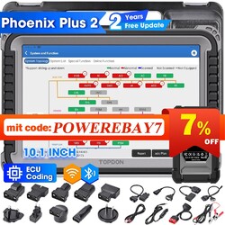 TOPDON Phoenix Plus 2 KFZ OBD2 Diagnosegerät ECU Coding Mit TOPOLOGY MAP Deutsch