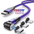 60 Watt Typ-C Magnet Schnell Ladekabel 3in1 Handy für iPhone Samsung iPad Tablet