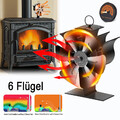 Kaminofen Ventilator Stromloser Stove Fan Ofenventilator Gebläse Lüfter 6 Flügel