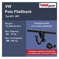 Anhängerkupplung Autohak abn. +ES 13 uni. für VW Polo Fließheck BJ 03.09-03.14