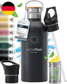 Trinkflasche Edelstahl Mit Strohhalm, Infuser + 3 Deckel: Bpa-Frei, Auslaufsiche