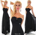 Abendkleid Maxikleid Partykleid Langes Chiffon Kleid Cocktailkleid Schwarz 34 36