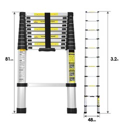 Teleskopleiter Ausziehbar Mehrzweckleiter Stehleiter Belastbarkeit Alu LeiterMehrzweckleiter-bis 150KG-Widerstandsfähig-Soft-Close