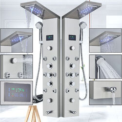 Edelstahl Schwarz Duschpaneel LED Duschset Regendusche Duscharmatur Duschsäule🔥Edelstahl🔥Wasserkraft🔥26typ 🔥alles vorinstalliert