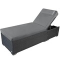 Sonnenliege Gartenliege Liege Liegestuhl Strandliege Polyrattan Rattan Grau