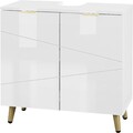 Badezimmerschrank Badschrank Waschtischunterschrank weiß Hochglanz 60x30cm 0197y
