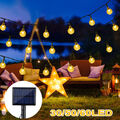 30-60 LED Solar Lichterkette Kugel Beleuchtung Garten Party Innen Außen Deko