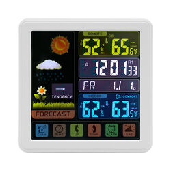 Wetterstation Funk LCD Farbdisplay Digitale Wecker Thermometer Innen-Außensensor