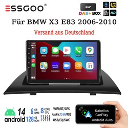 Für BMW X3 E83 2004-2010 9" Autoradio 6+128G Android 14 Carplay GPS SWC RDS DAB+
