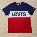  T-Shirt Levis Herren klein schmale Passform blau weiß rot Tab Colourblock Panel T-Shirt