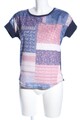 ESPRIT Kurzarm-Bluse Damen Bluse Gr. DE 34 blau-pink-weiß Casual-Look