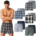 SCHIESSER Herren Webboxer Boxershorts Eingriff Knopf gestreift kariert 2er Pack