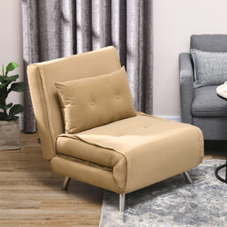 HOMCOM Schlafsessel Klappsessel mit Bettfunktion Einzelsofa mit Kissen Samtoptik
