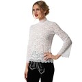 Trachtenbluse Blumen Dirndl Spitzen Bluse Damen Spitzenbluse Oktoberfest weiß