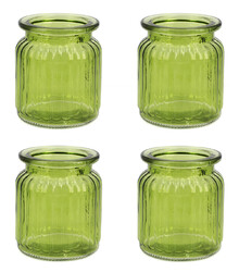 4 Windlichter Windlichtglas Teelichthalter Teelichtgläser Kerzenhalter Set grün